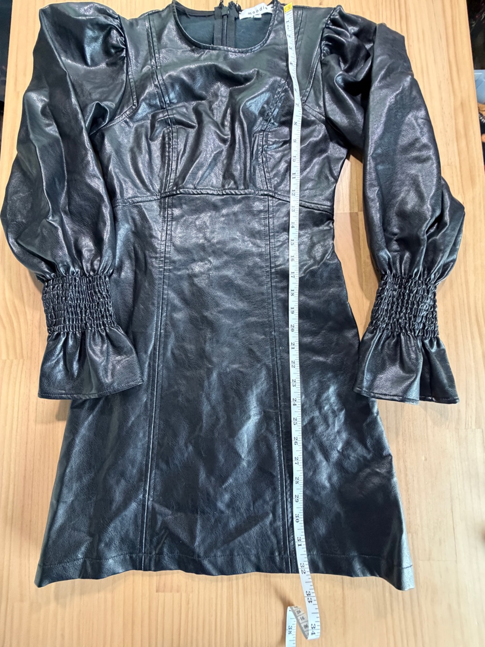 moodie Black Faux Leather Mini Dress B12 - Picture 3 of 12